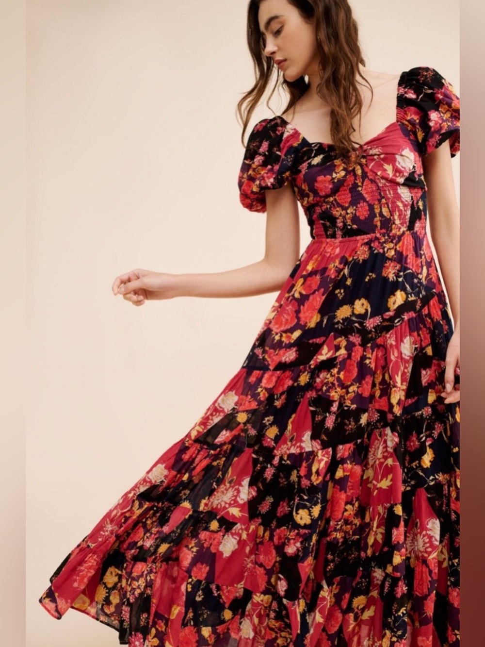 Free People Sun-drenched Maxi Dress in Red Combo Size XS